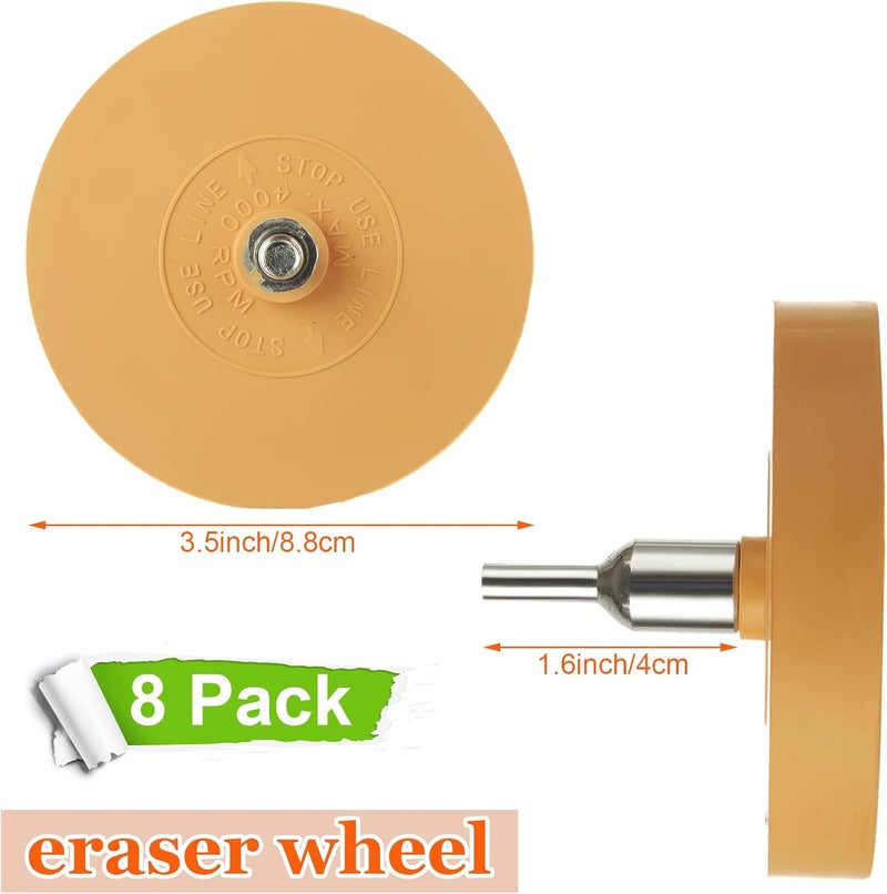 MIVIDE 8 Pack Decal Remover Eraser Wheel Tool Kit with Adapter 3.46 inch Rubber Power Drill Eraser Wheel Adhesive Remover Wheel Tool Set for Cars, RV, Boats - Image 2